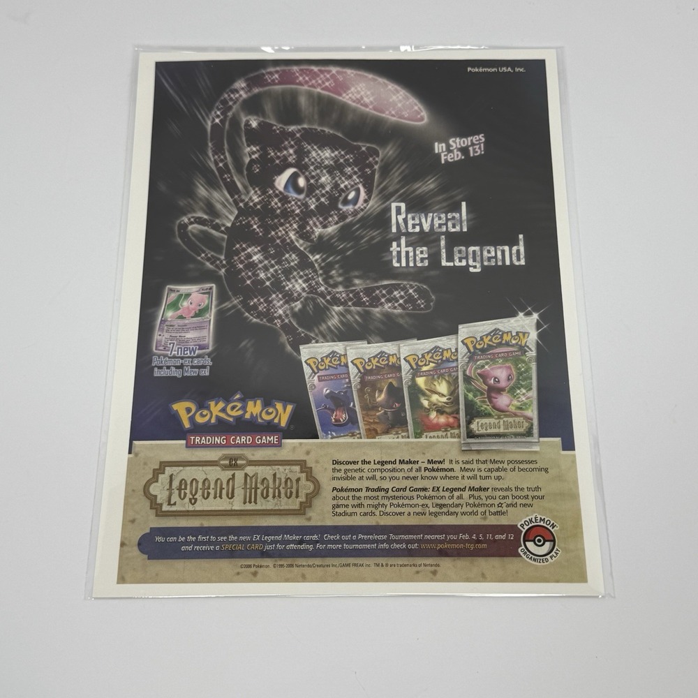 Pokemon TCG EX‎ Legend Maker Mew 2006 Promo Ad Print Poster 10.5" x 8"